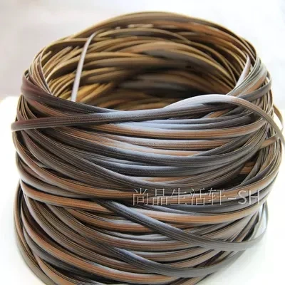 500g Coffee gradient flat synthetic rattan weaving material plastic rattan for knit and repair chair table synthetic rattan