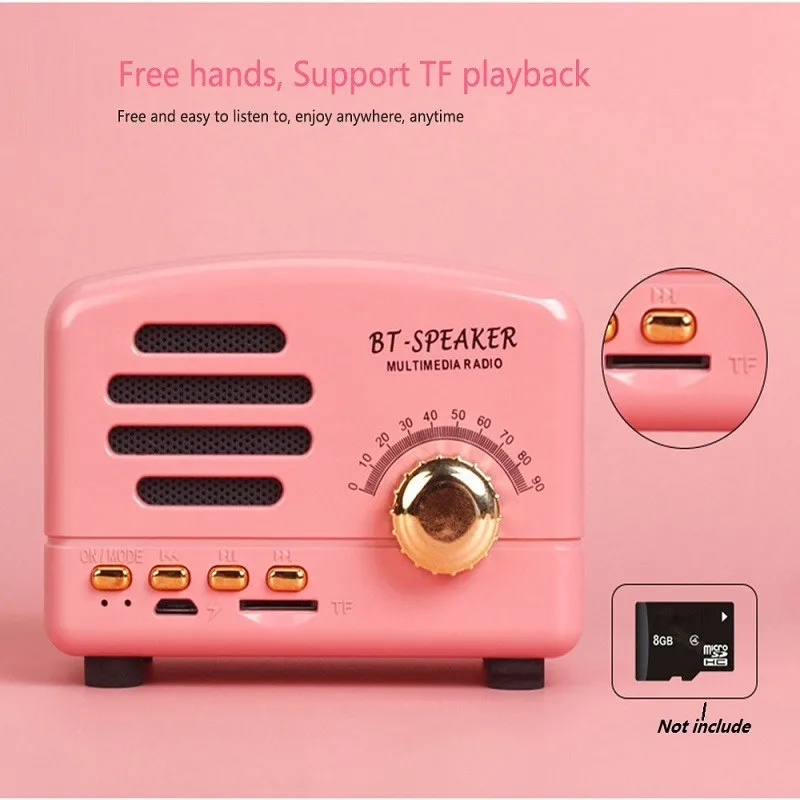 Jqaiq портативный Bluetooth динамик Ретро беспроводной мини радио USB/TF карта