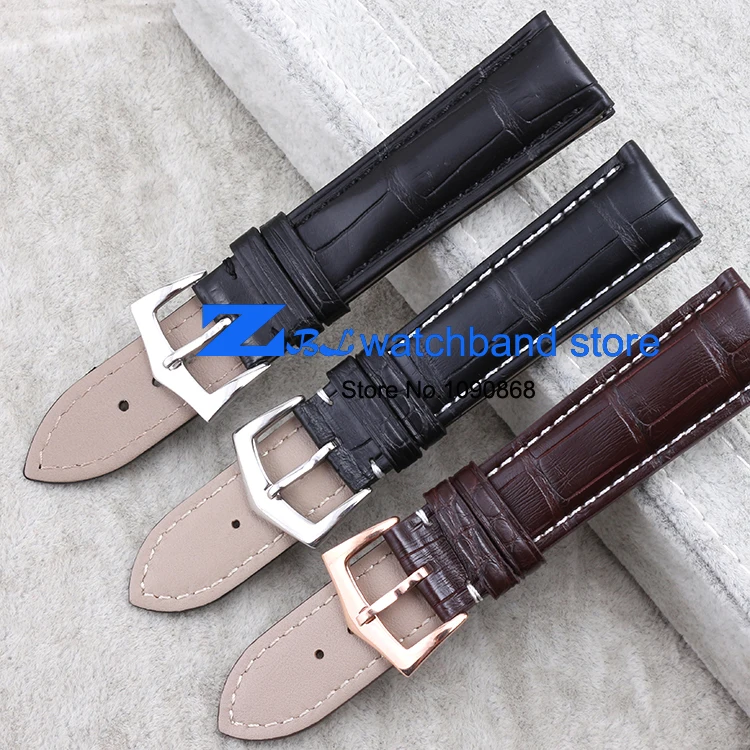 crocodile leather strap with rose gold buckle Wrist watch strap