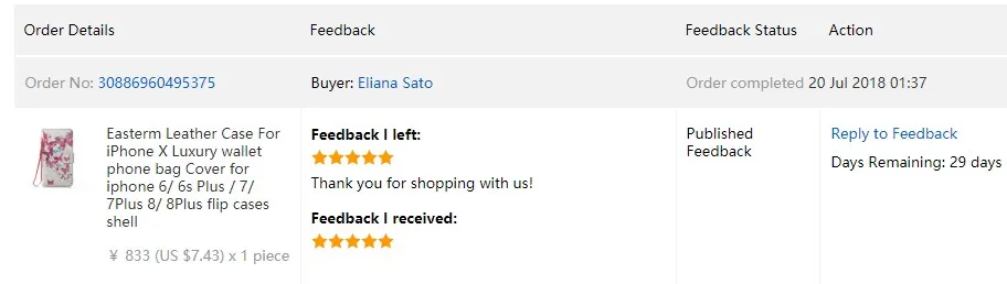 Eliana Sato's Feedback