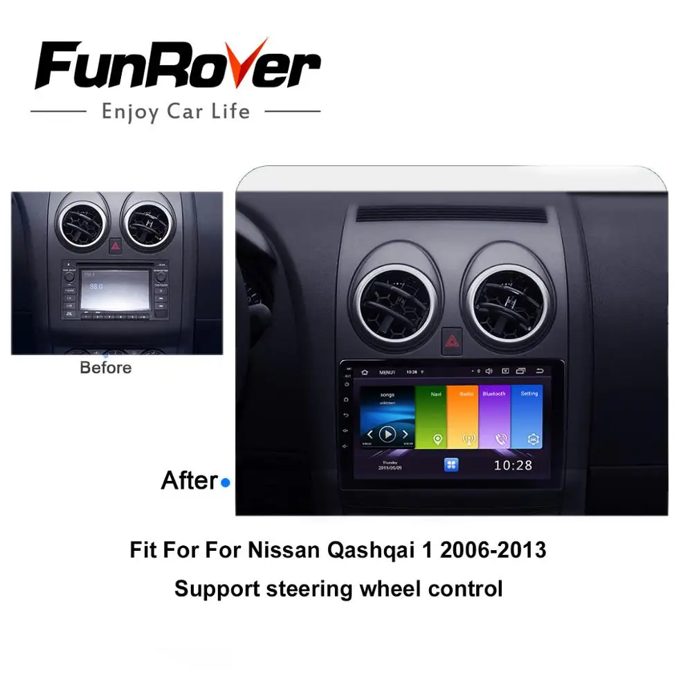 Clearance FUNROVER android 9.0 2.5D+IPS car dvd multimedia player For Nissan Qashqai 1 2006-2013 J10 radio gps navigation system stereo BT 2