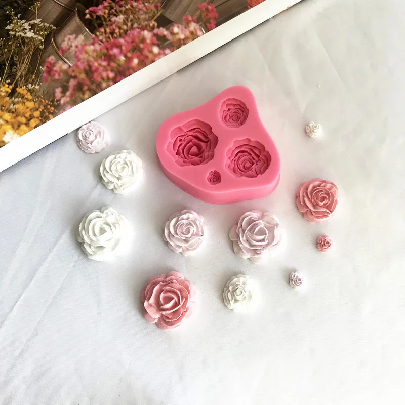 

Mini Flower Rose silicone molds fondant cake decoration flower molds plaster gypsum flower molds