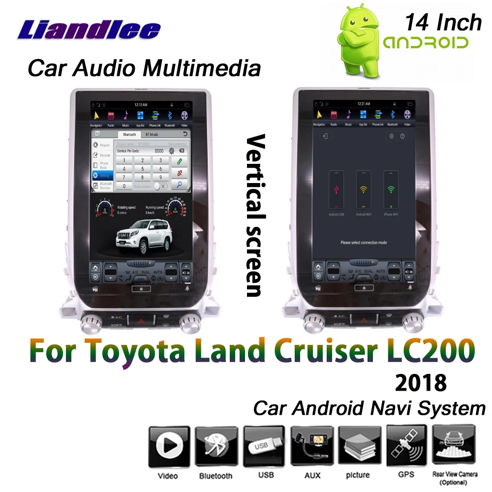 Clearance Liandlee 14 Inch 2+32G For Toyota Land Cruiser LC200 2018 Android 6.0 up Car Vertical Screen GPS Navi Map Navigation Multimedia 3