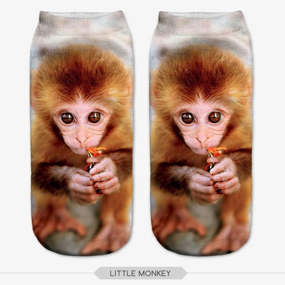 Модные Милые 3D Носки с рисунком крутой обезьяны Sox женские носки Chaussette Animal Веселая 3D-печать носки до лодыжки унисекс художественные носки