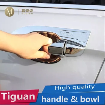 

For Volkswagen Tiguan 2017-2019 door handle guard door bowl protector Chrome Exterior Trim protective cover covers Stickers 2018