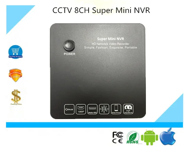 CCTV 8CH супер мини NVR ip-камера сетевой видеорегистратор перекодировщик мобильного