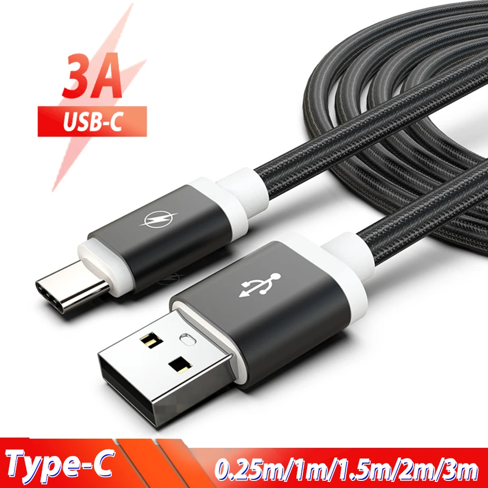 Кабель type C 3 м 2 м USB кабель провод USB C для huawei P30 P20 Lite samsung Galaxy Note 10 8 A5 A7 A70 Кабель зарядного устройства для телефона шнур
