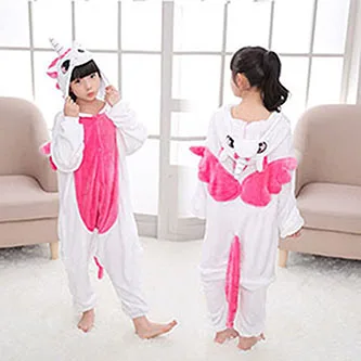 Baby Boys Girls Pajamas Autumn Winter Children Flannel Warm animal penguin Stitch panda Onesie Sleepwear Pajamas for 3 5 7 9 12Y - Цвет: as picture