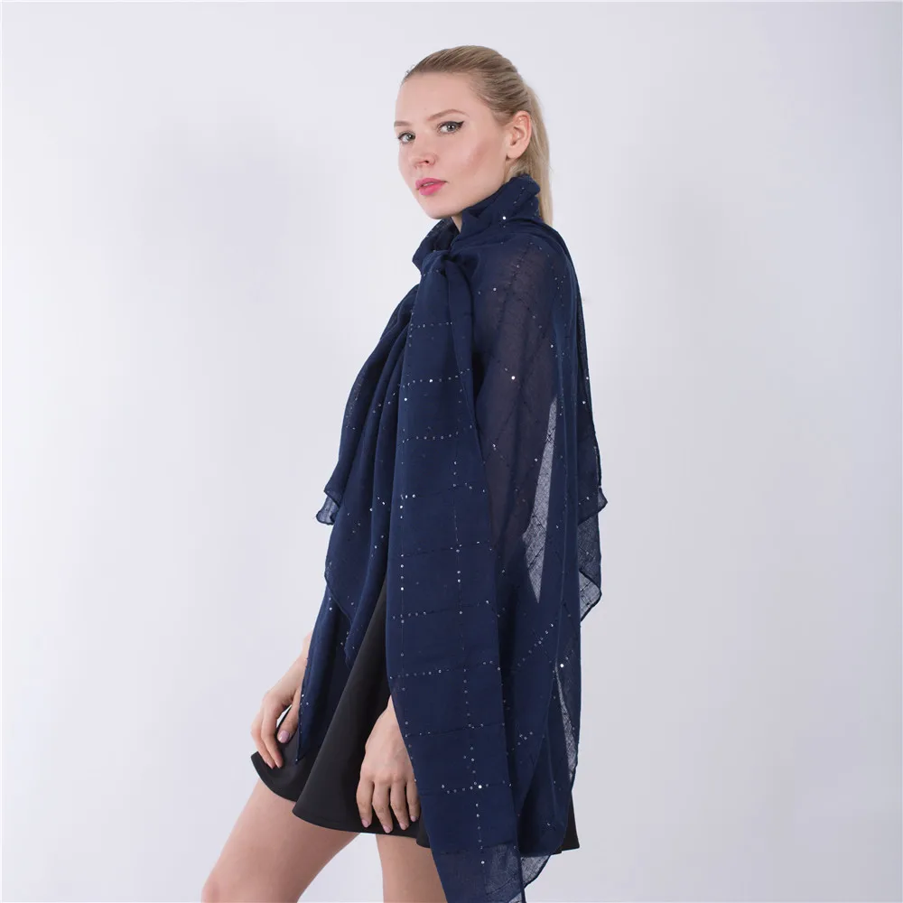 Jinjin.QC Fashion Women Solid Sequins Scarf Summer Beach Shawls and Pashmina Echarpe Foulard Femme Muslim Hijab Drop Shipping