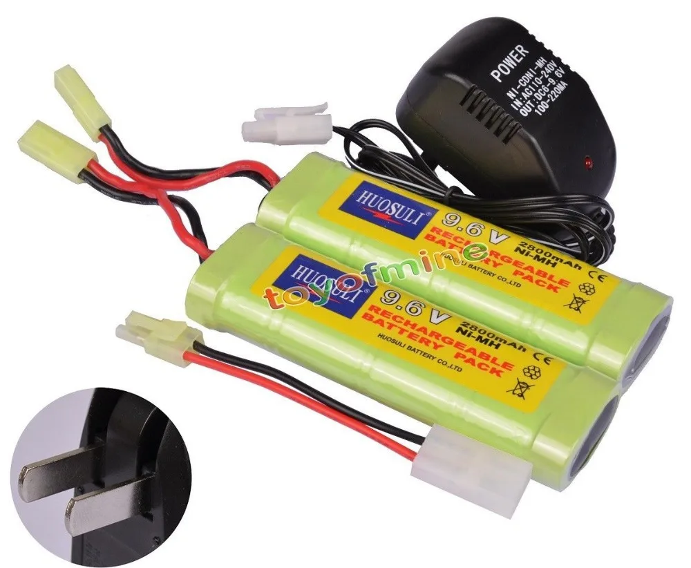 2x9,6 V NiMH 2800mAh аккумулятор+ зарядное устройство RC страйкбол