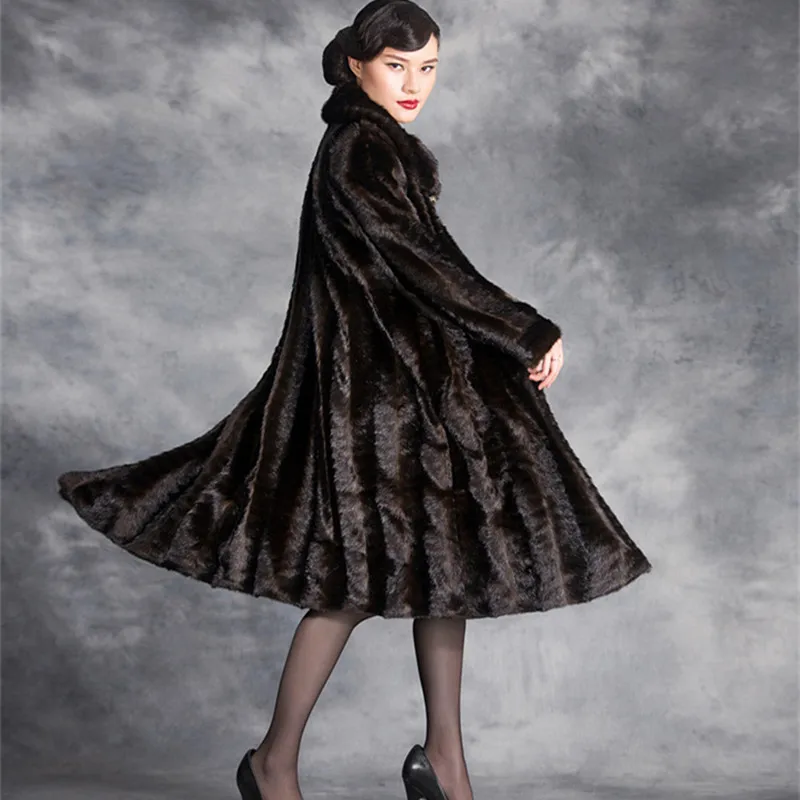 2017 New Women faux fur coat faux Mink Coat Mother winter Outwear