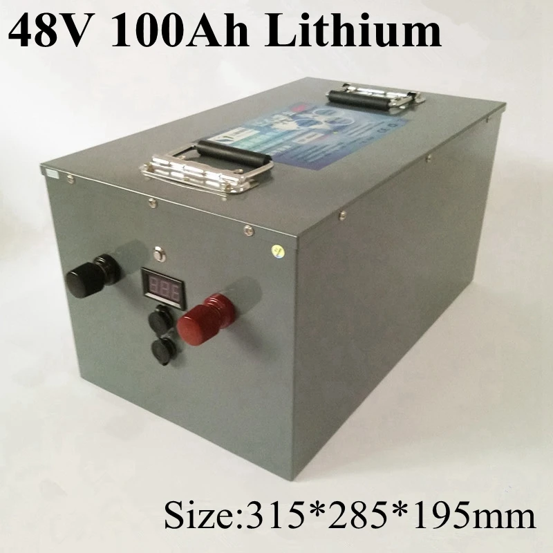 

Lithium Ion 48V 100AH Battery Pack Li Ion BMS for 5000w UPS Scooter Bike Transportation Club Solar System + 10A Charger