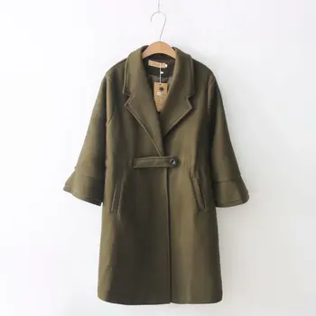 

Woman Wool Coat Long Sleeve Plaid Turn-down Collar Women Women Jackets Loose Button Femme Woolen Coats long coat women coats