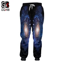 OGKB унисекс эластичные штаны с завязками для мужчин на осень и зиму, 3d принт Galaxy Space, спортивные штаны для фитнеса, повседневные длинные штаны
