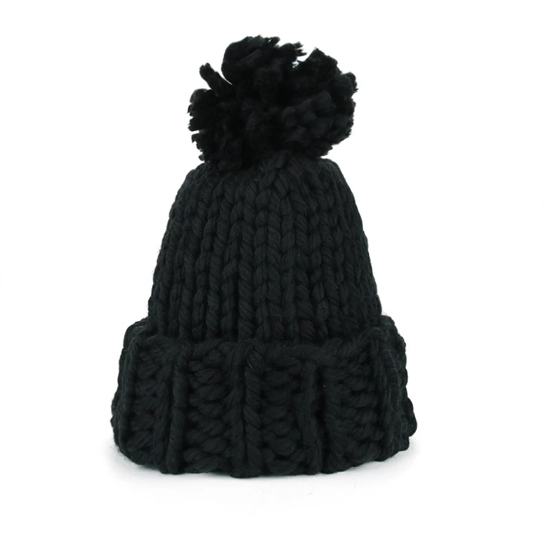 Joymay брендовые новые зимние шапки теплая шапка унисекс теплая мягкая вязаная шапка с черепом шапки грубые для мужчин и женщин вязаные шапочки W249 - Цвет: Black