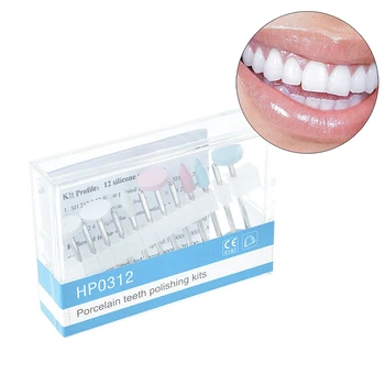 

1 Set Dental Porcelain Teeth Polishing Kit Hp 0312 For Low Speed Handpiece 12 Silicone Polishers