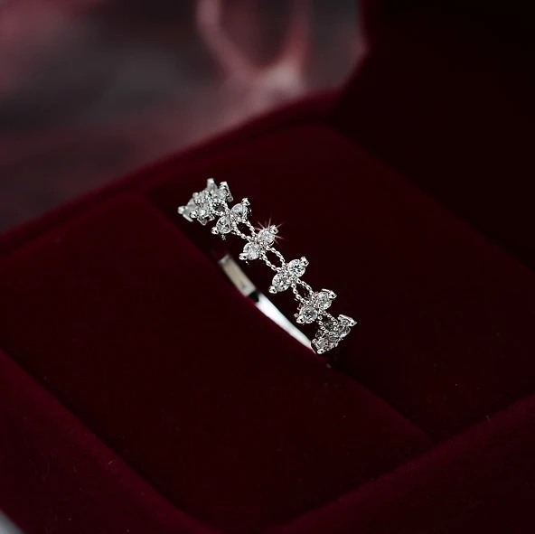 

Luxury Crystal Small Zircon Stone Ring Korean Female Girl Silver Gold Color Wedding Jewelry Promise Engagement Rings For Women