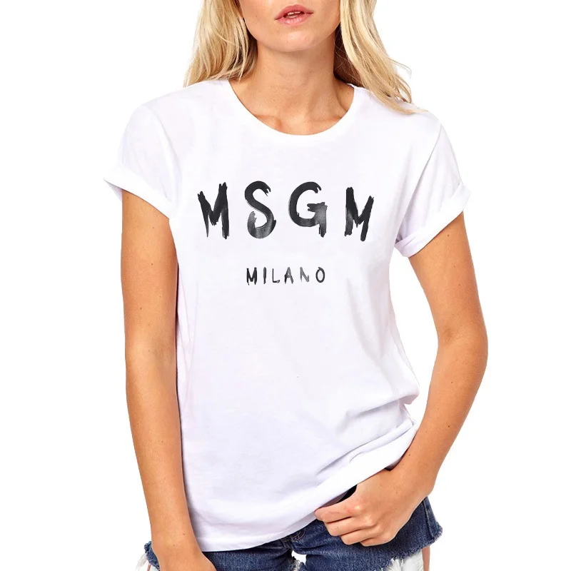 VOGUE lette Printed MSGM футболка Женская Мужская Tumblr Graphic Tees женские футболки больших размеров с круглым вырезом летние топы Прямая поставка