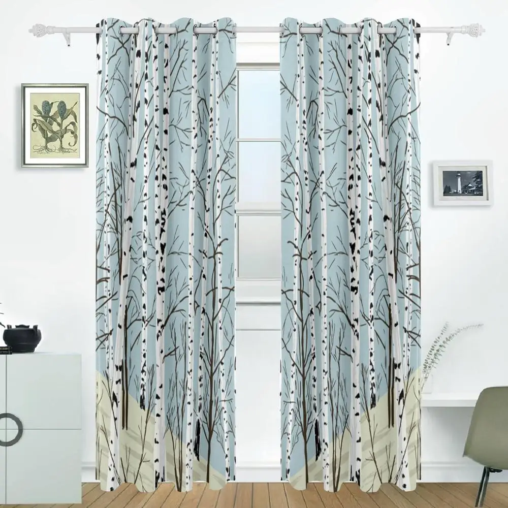 

Birch Tree Curtains Drapes Panels Darkening Blackout Grommet Room Divider for Patio Window Sliding Glass Door 55x84 Inches