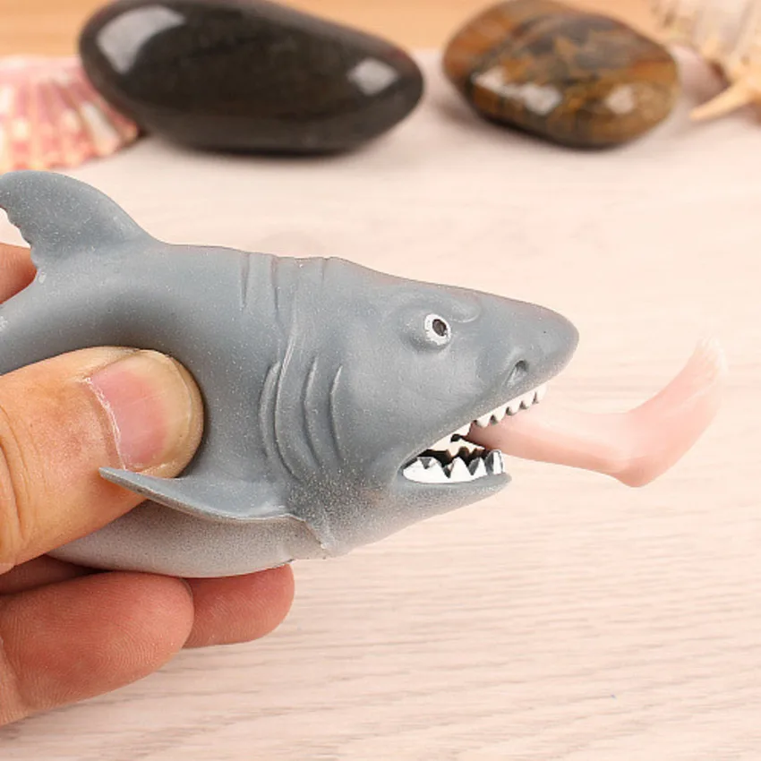 

Funny Squeeze Toy Spit Feet Shark Stress Relief Joke Animals TPR Toy Press To Spit Leg Novelty Toy Squeeze Healing Toys For Kids