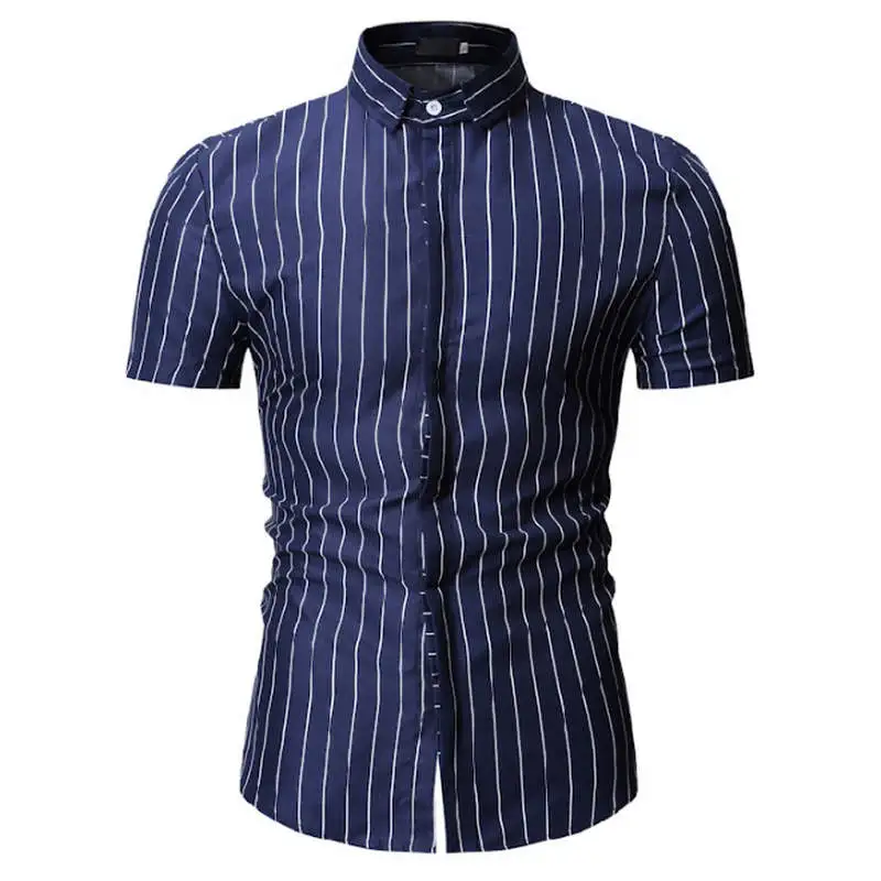 Новые летние Для мужчин рубашка мода плед печати мужской Повседневное футболка с коротким рукавом большой Размеры бренд Мужская одежда Для мужчин рубашка 3xl - Цвет: YS89 blue