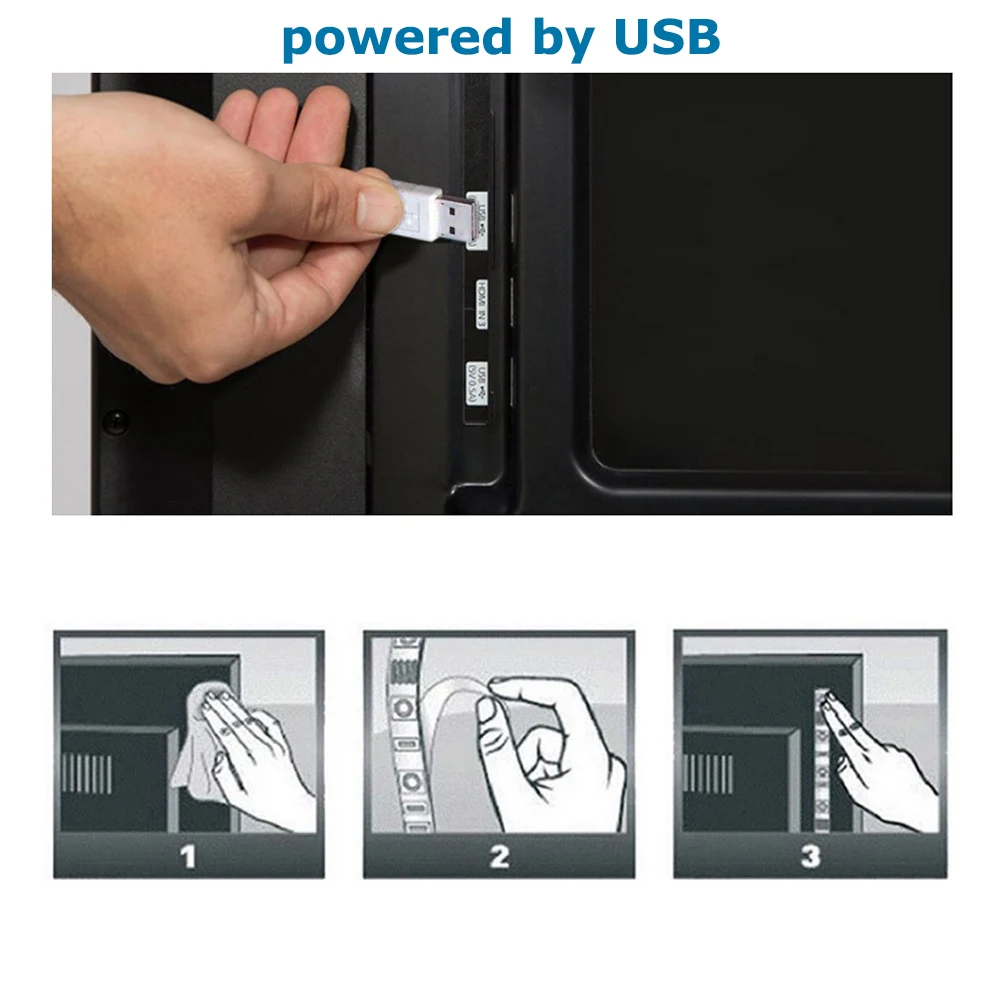 USB 5 в ТВ ПОДСВЕТКА полоса BSOD светодиодная линия DIY 5050 SMD RGB черная печатная плата Лента Клейкая Лента USB ИК контроллер Нет Водонепроницаемый 0,5 м/1 м