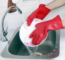 1pc Heat Resistant Kitchen glove Thick barbecue grilling glove Silicon BBQ Grill Oven Mitt Pot Holder Cooking glove