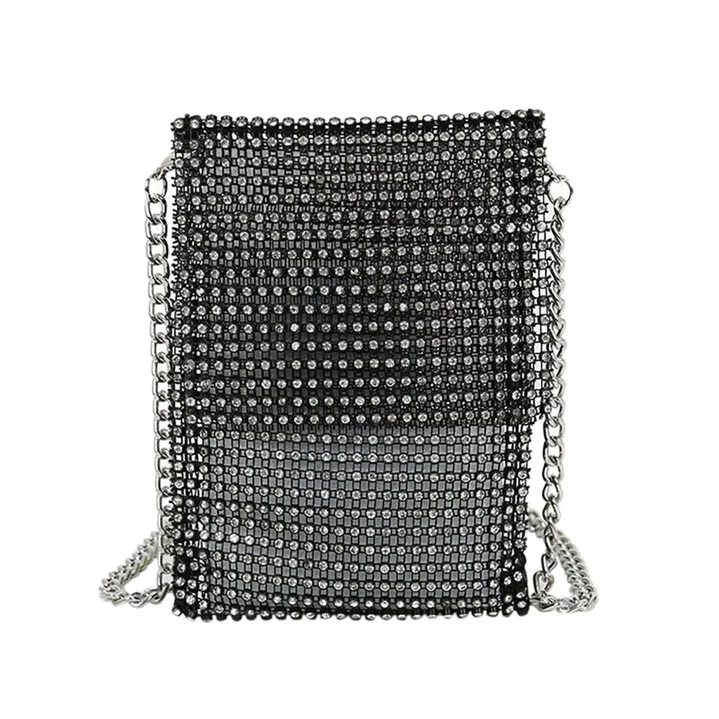 

Summer Bags For Women 2019 Ladies New Fashion Vintage Rhinestone Wild Hollow Out Chain Phone Bag Messenger Shoulder Bag
