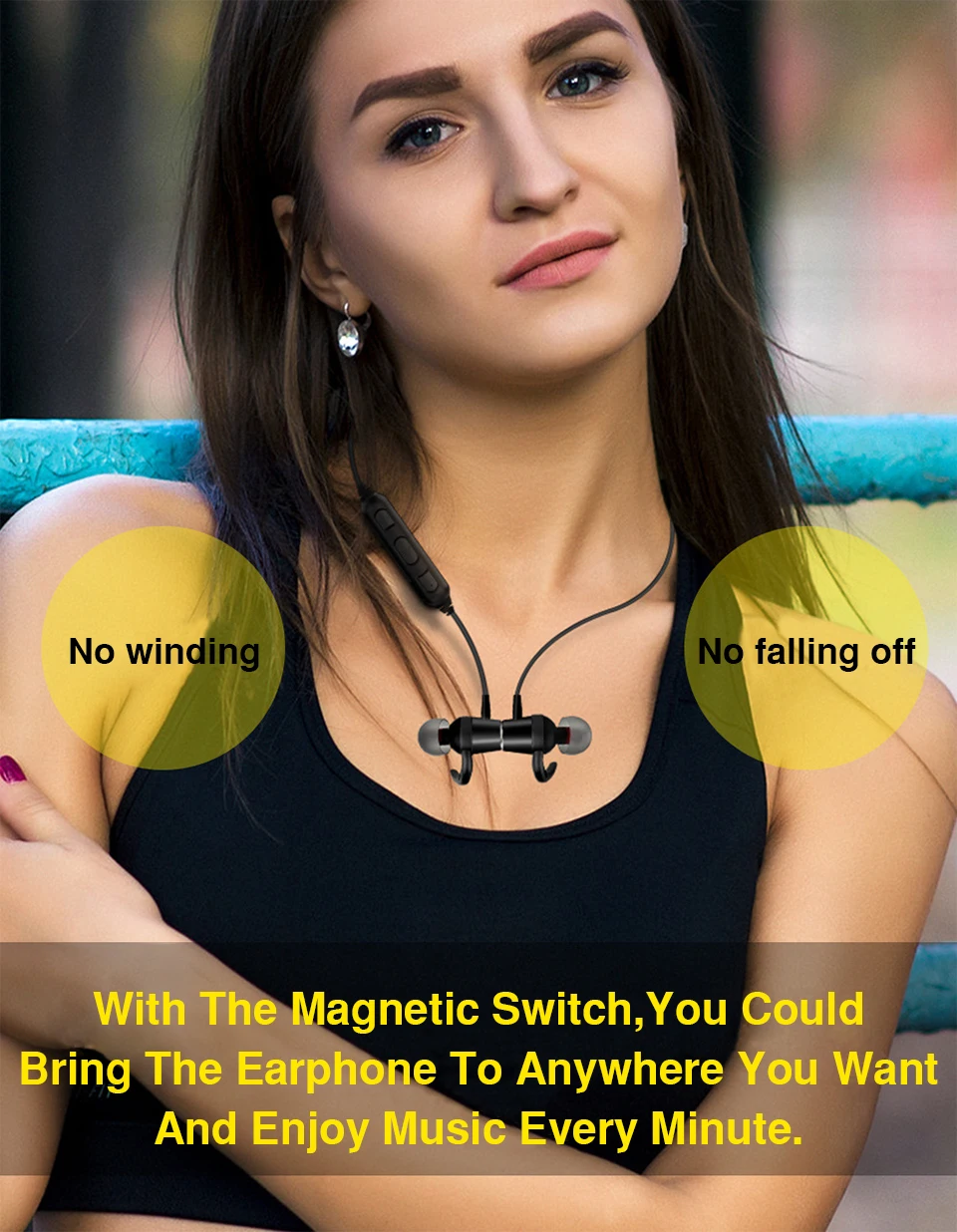 Magnetic switch sports headphones wireless Bluetooth earphones sweatproof running headset gamer earbuds with MIC for iphone 7 (3)
