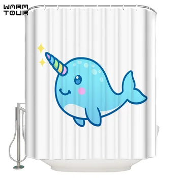 

WARMTOUR Shower Curtain Unicorn Fish Extra Long Fabric Bath Shower Curtains Mildew-resistant Bathroom Decor Sets with Hooks