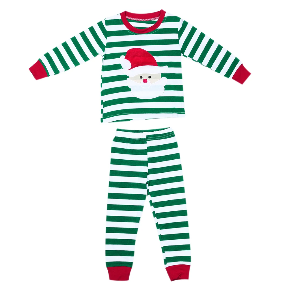 2pcs/set Children Set Clothes Baby Unisex Christmas Holiday Clothing Cartoon Print Stripe Long