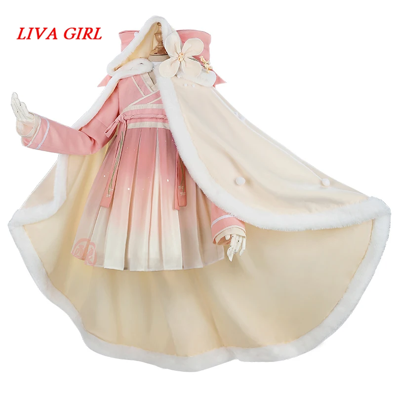 [VOORRAAD] Nieuwe Hot Anime Voedsel Van De Contract Mantel + Lolita Jurk Roze Cosplay Kostuum Voor Vrouwen Kerst gratis Verzending