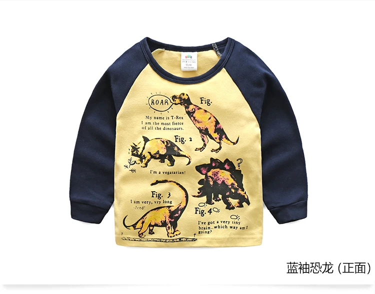 2018 Spring Autumn For 2-8 9 10 Years Children Cotton Striped Color Patchwork Cartoon Animal Baby Kids Boys Long Sleeve T-Shirts (24)