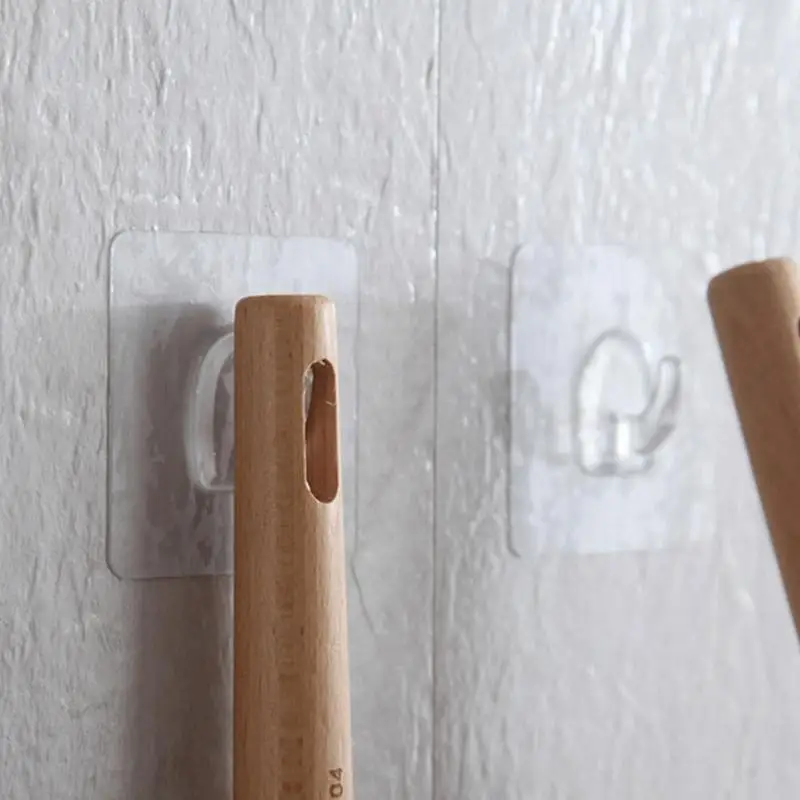 6Pcs Transparent Self Adhesive Door Wall Hangers Hooks for Plastic Storage Kitchen Bathroom