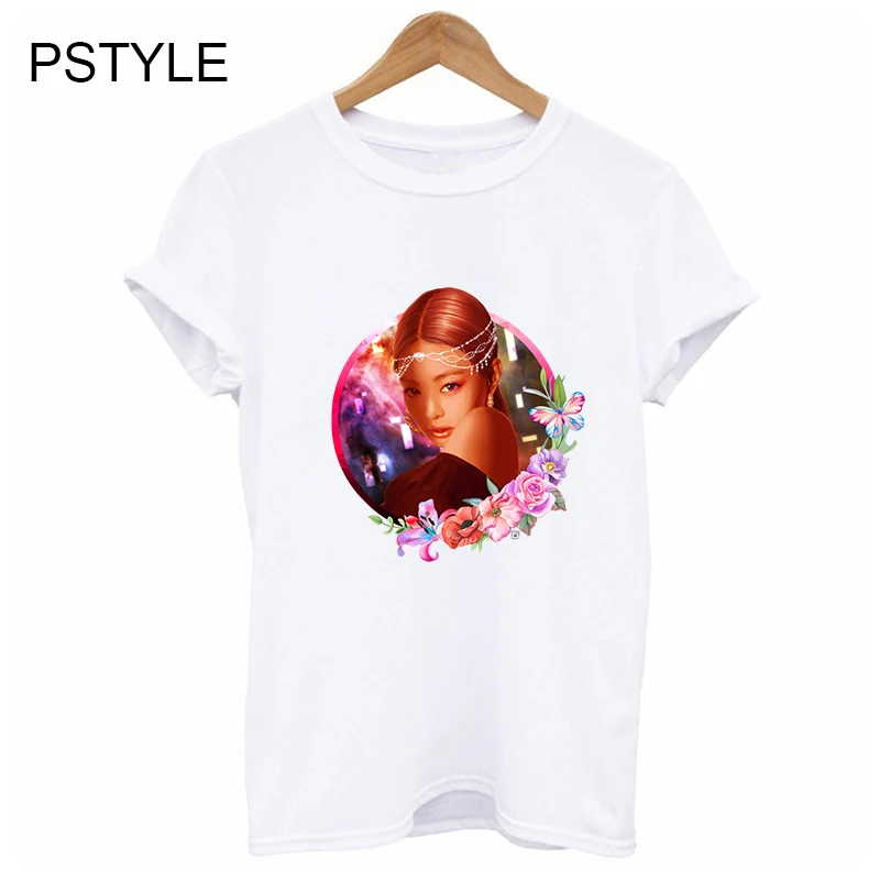 

Blackpink T-shirt Korean Style Summer Short Sleeve White casual Tee Shirt Sweet Jennie Print Funny T Shirts for Fans Loves Tops