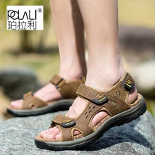 Прямая поставка; Лидер продаж; Новинка; модная летняя пляжная Мужская обувь для отдыха; высококачественные кожаные сандалии; мужские сандалии; большие размеры