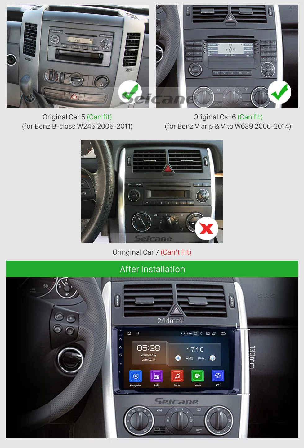 Seicane " Android 9,0 HD Автомобильный gps радио плеер для 2004-2012 Mercedes Benz A W169 A150 A160 A170 A180 A200 с 4 Гб+ 64 ГБ