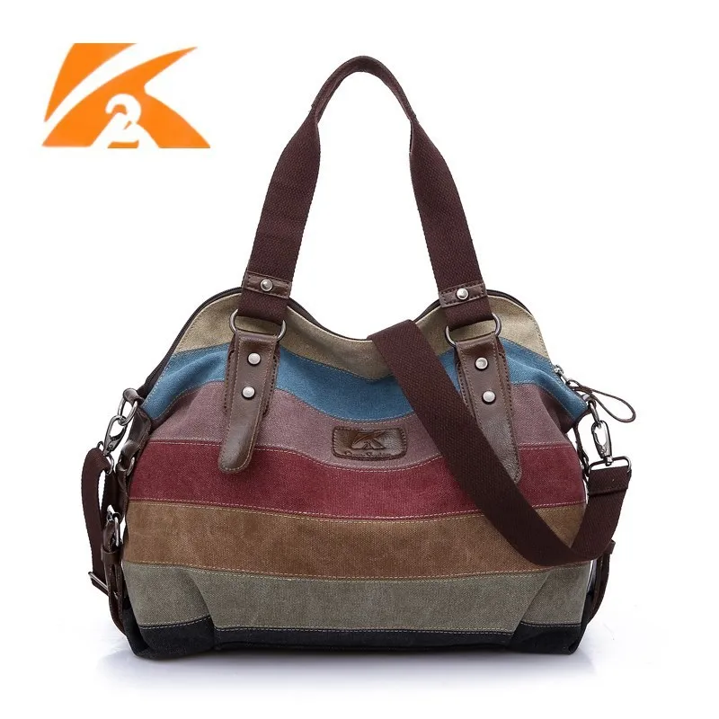 

Bolsas Feminina Bolsos Mujer Summer New Manufacturers Selling Splicing Rainbow Package One Shoulder Aslant Female Bag Canvas