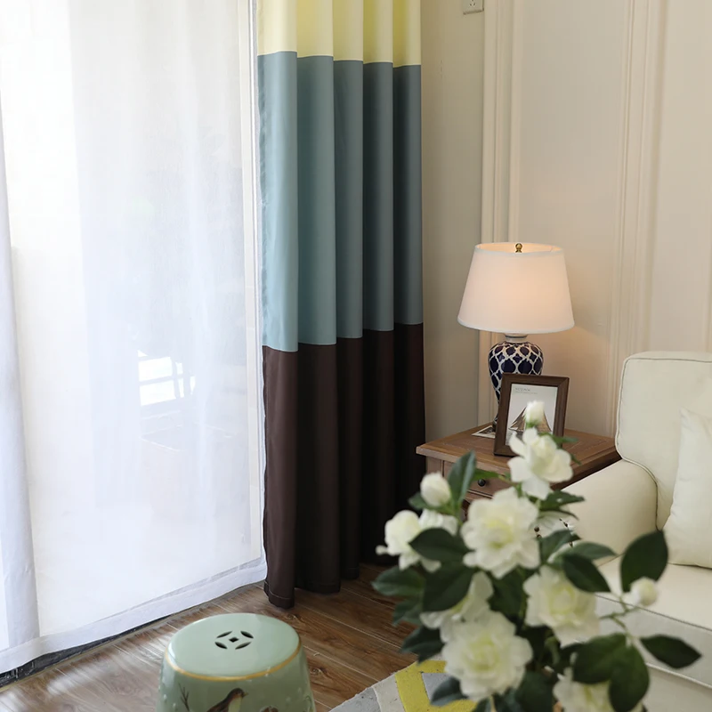 Современные 3 цвета полосатые строчки затемненные занавески полиэстер хлопок оконные занавески s для кухни спальни гостиной