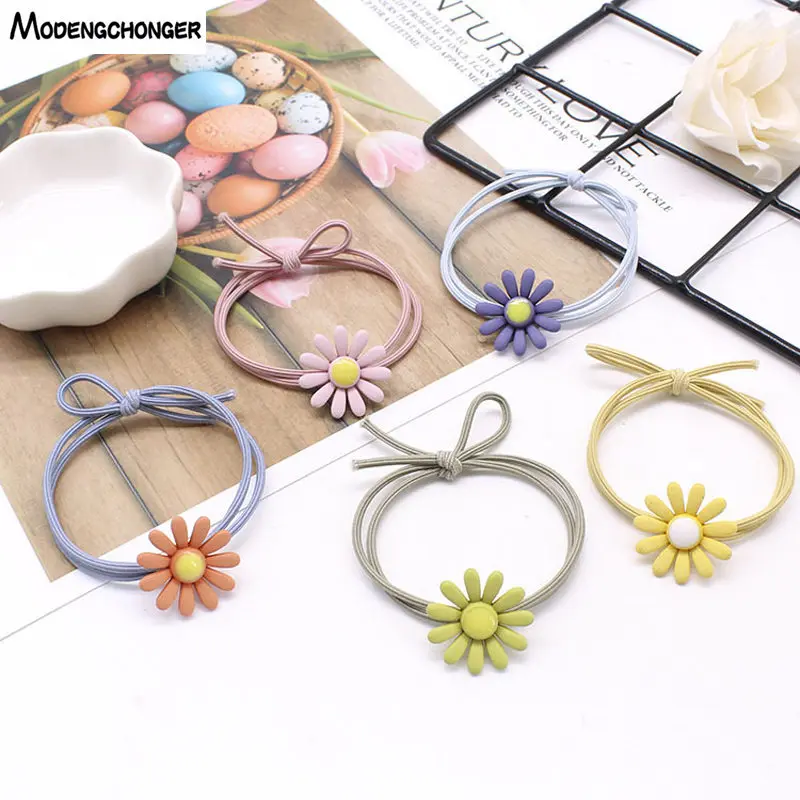 

High Elastic Hair Tie Colorful Daisy Elastic Hair Band For Girls Lovely Hair Rope Headband Scrunchies Sweet Hairgrip Accessories