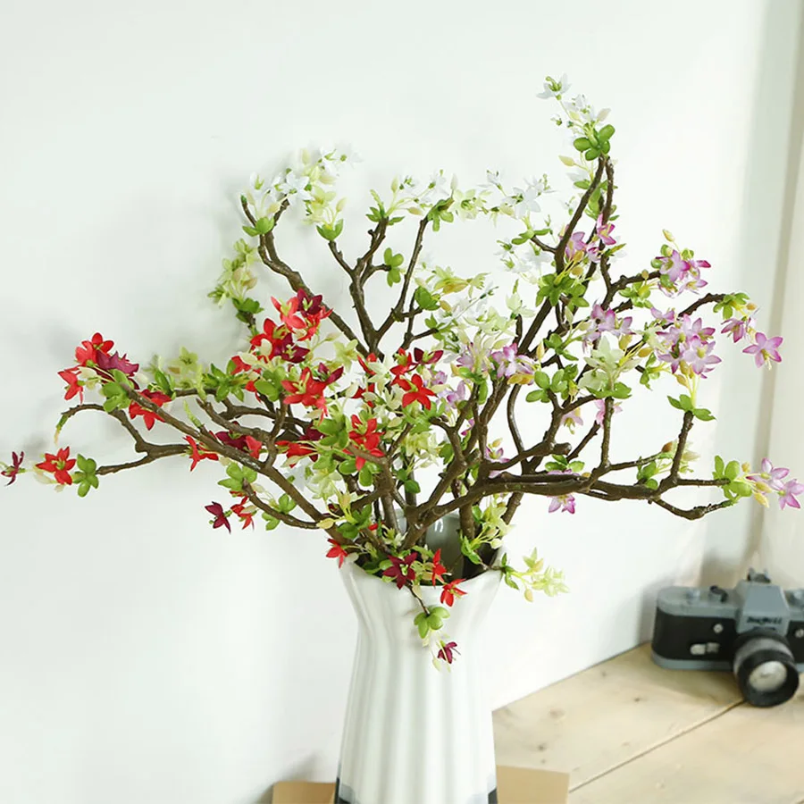 

57cm artificial flowers long branch peach blossom fake flowers cherry faux pear flower wedding home decoration artificial plants