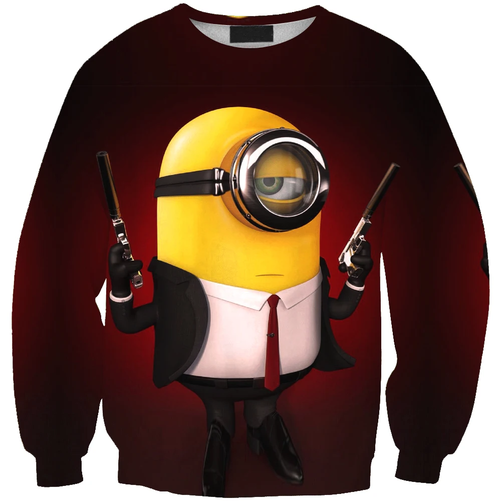 2018 New arrival fashion Men Sweatshirt 3D Minions print simple Casual ...