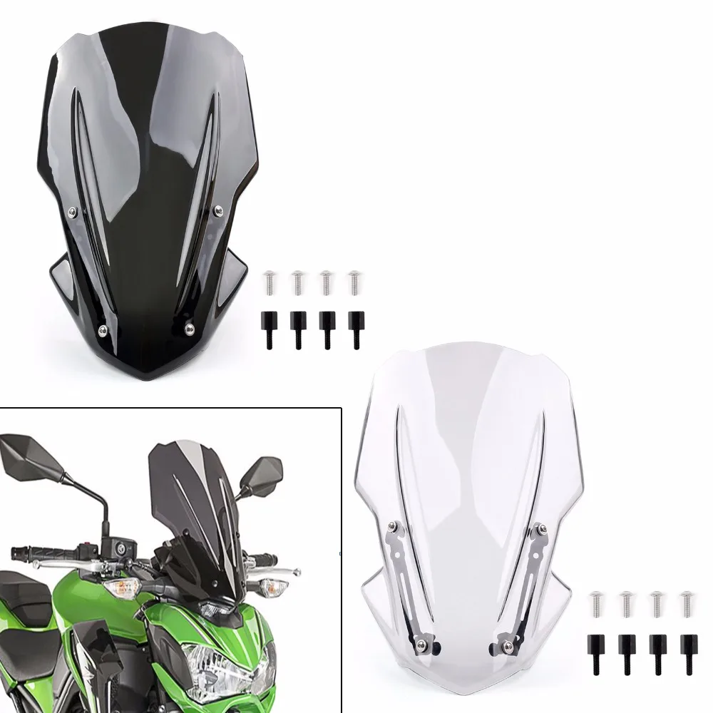 

Areyourshop Motor For Kawasaki Windshield WindScreen For Kawasaki Z900 2017-2018 Black Clear ABS High Quality Motorcycle Parts
