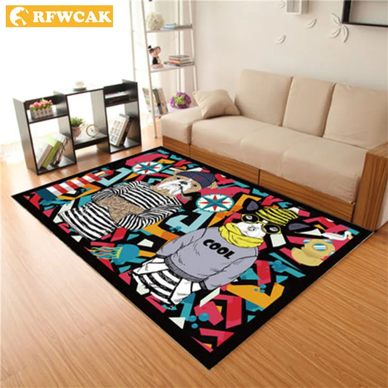 

RFWCAK Modern Cartoon Carpet For Living Room Area Rugs Anti-slip Badroom Large Rug Coffee Table Mat Bedroom Yoga Pad Home Decor