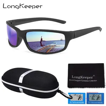 

LongKeeper Polarized Sunglasses for Men Driving Sun Glasses with Box Woman Oval Mirror UV400 Goggles Sport Oculos Gift Set