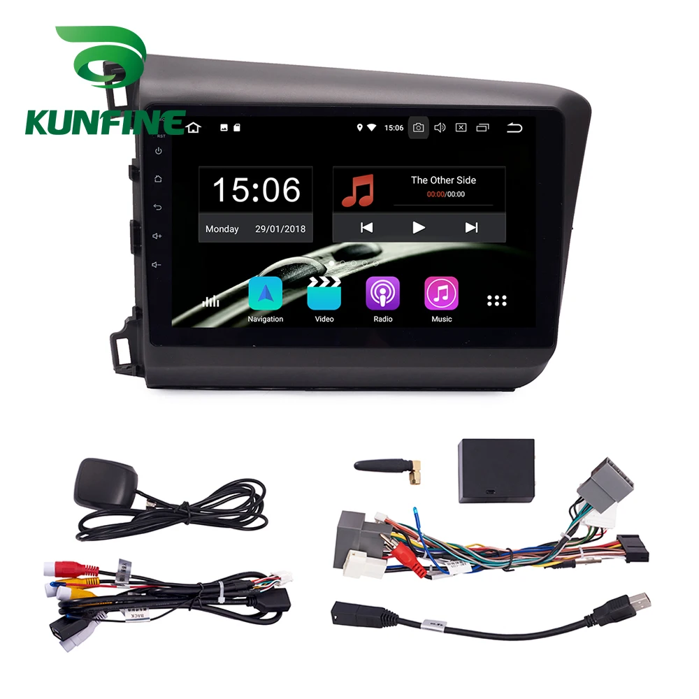 Top Android 9.0 Ram 4G Rom 64G PX6 Cortex A72 Car DVD GPS Multimedia Player Car Stereo For Honda Civic 2012-2015 Radio Headunit 2