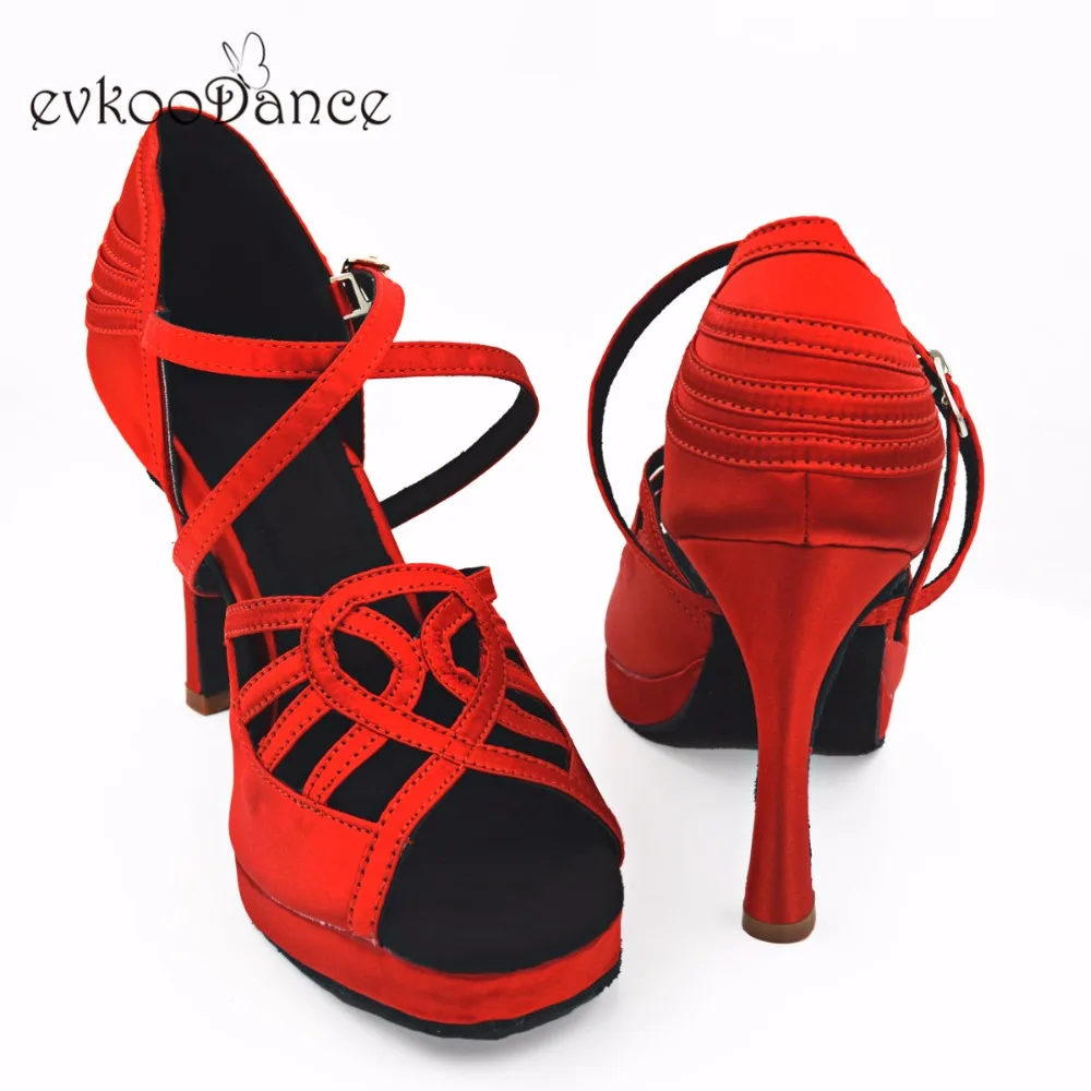 Zapatos De Baile/красные Сатиновые туфли на высоком каблуке 10 см размеры США 4 12
