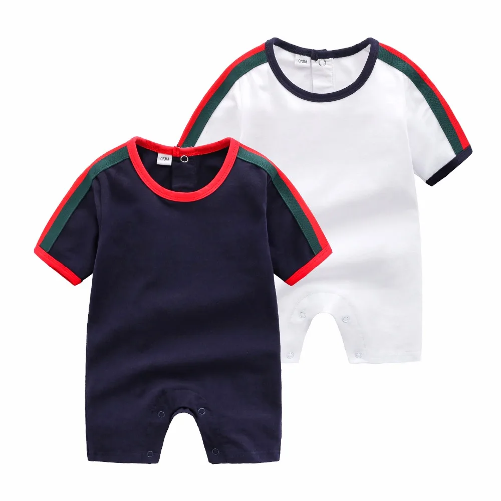 

2019 New Brand Newborn Summer Onesies Baby Short-sleeved Solid Color Romper 0-24 Months Bag Fart Clothing Summer Short Romper