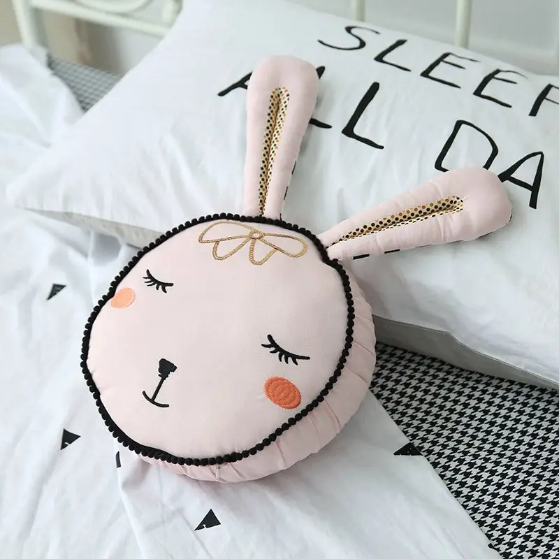 

Lovely Pink Rabbit Bunny Gead Cartoon Baby Pillow Kids Room Decoration Pillow Baby Calm Sleep Dolls Stuffed Toys Kids Girl gift