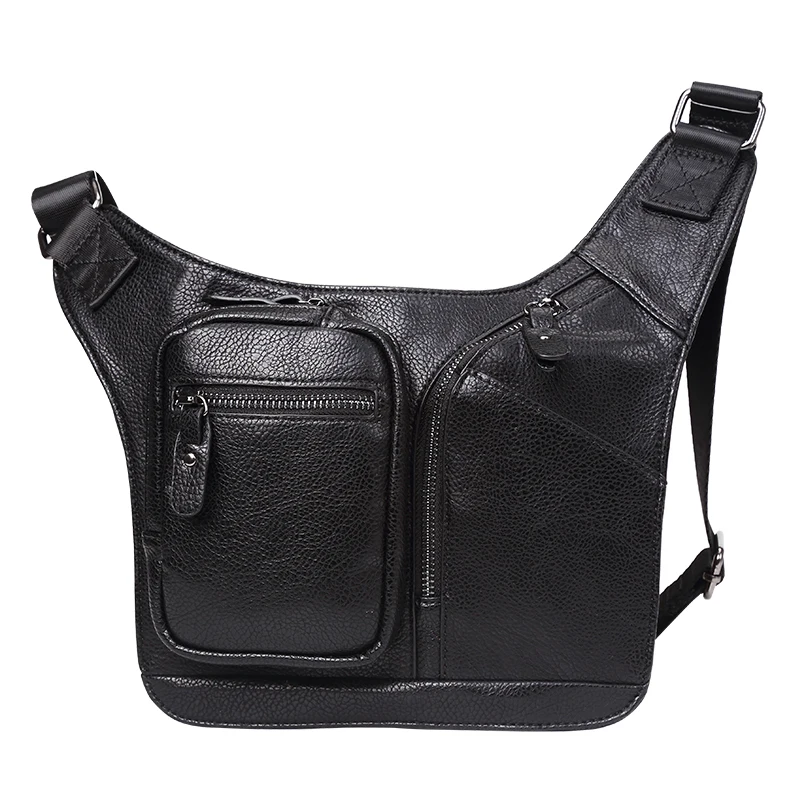 

High Quality Men PU Leather Fahion Sling Chest Back Bag Travel Casual Cross Body Messenger Shoulder Bag Single Bag
